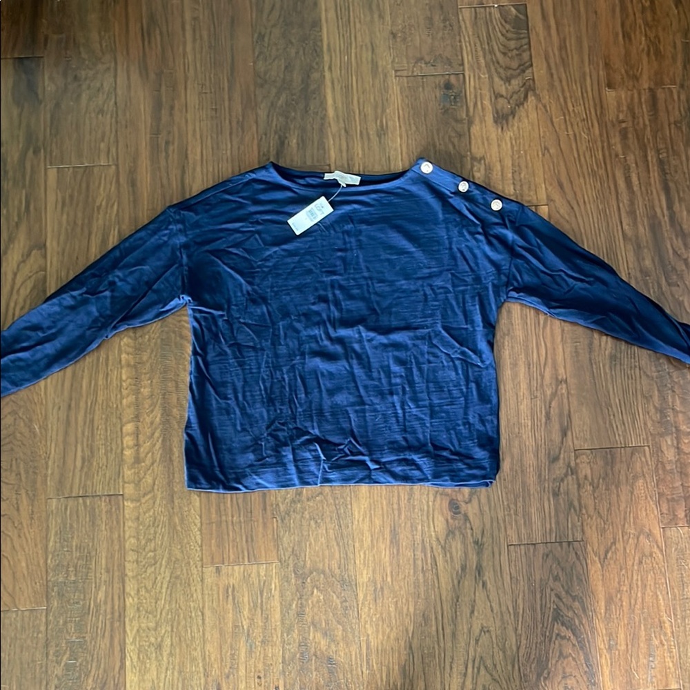 LOFT Navy Top with Buttons